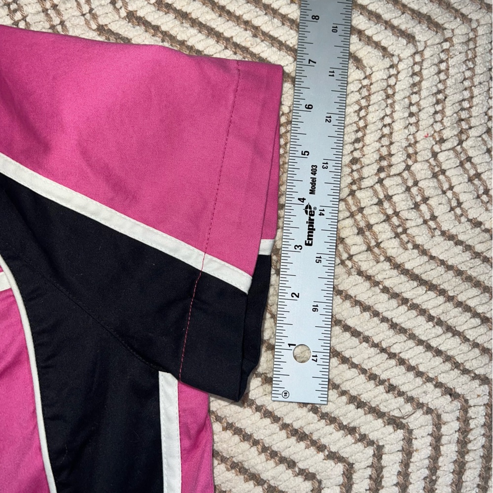 Harley-Davidson Women’s Pink Black Zip Front Mechanic Garage Shirt Size Medium - Picture 6 of 11
